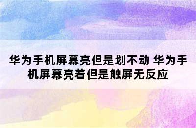 华为手机屏幕亮但是划不动 华为手机屏幕亮着但是触屏无反应